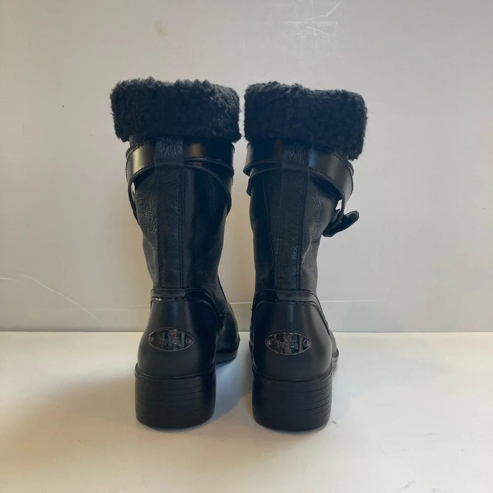 Coach “Zena” Shearling Moto Boots Size 7 in Black
